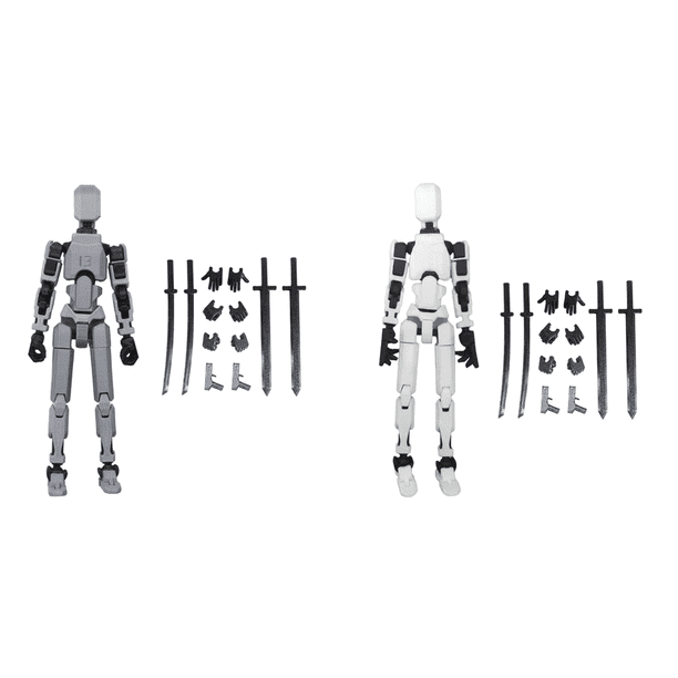 1 juego de robot móvil multiarticulado maniquí 3D 13 figura de acción ( ) negro gris