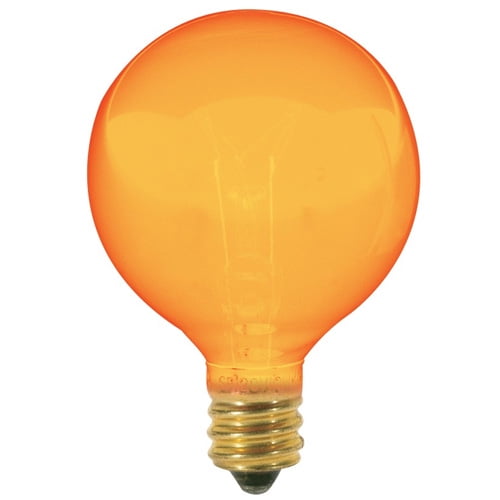 Satco S3836 - 10 watt G12 1/2 Incandescent; Transparent Amber; 1500 average rated hours; Candelabra base; 120 volts