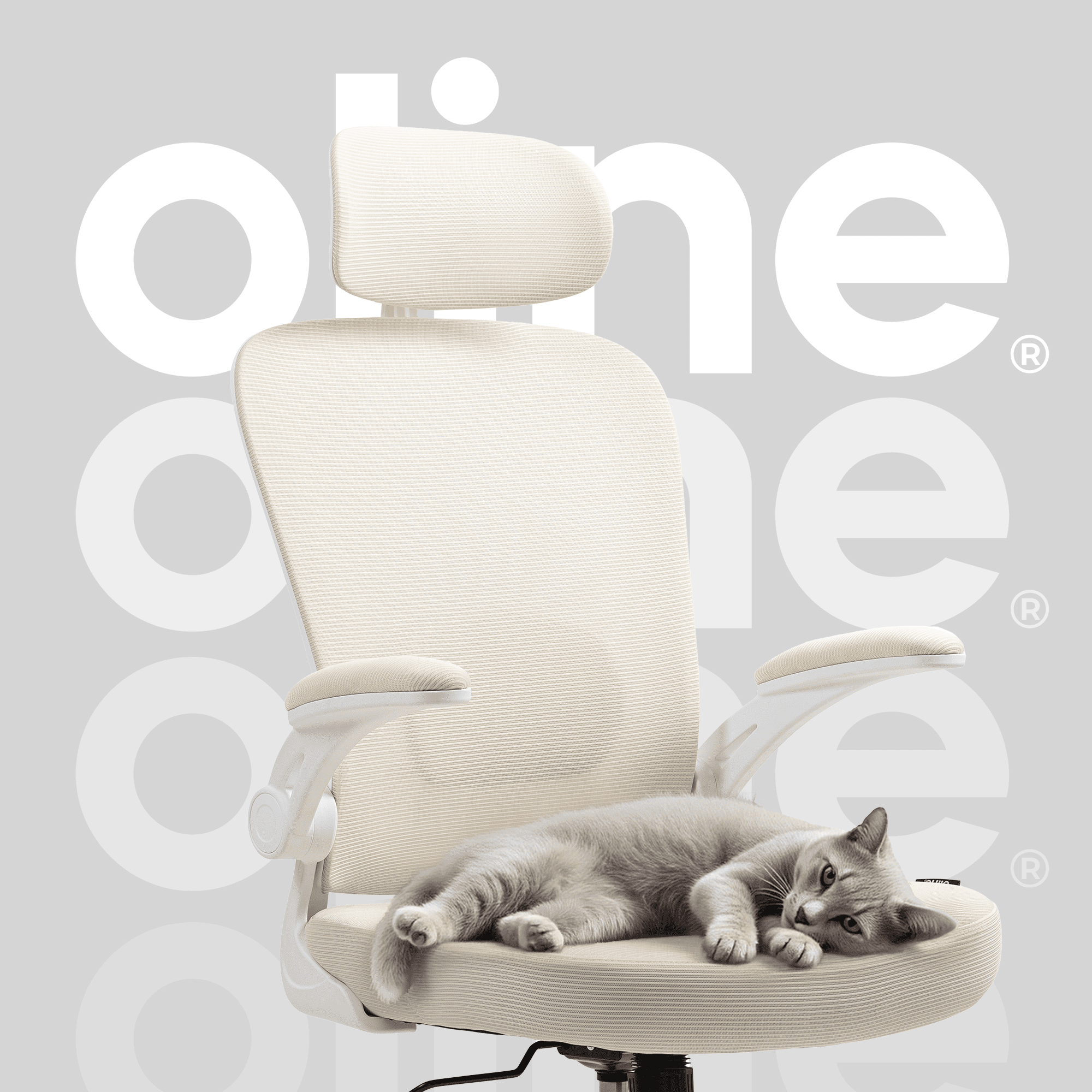 Oline ErgoAir Ergonomic Office Chair – Adjustable Lumbar Support, Flip-Up Armrests, Mesh Computer Desk Chair, Swivel Rolling Executive Gaming Chair for Home & Office (Beige)