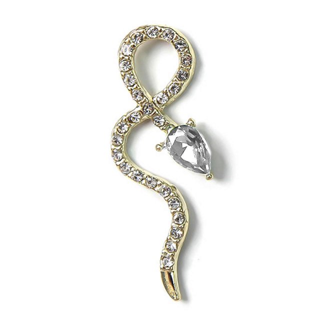 Dijes de aleación con forma de serpiente y diamantes incrustados en la parte posterior plana en 3D, brillantes, para decoración de uñas.
