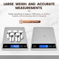 thumbnail image 3 of Kivanta Digital Kitchen Scale 33lb 1g 0.05oz High Precision Usb Rechargeable Waterproof Stainless Steel Food Scale LCD Display for Cooking Baking, 3 of 7