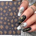 thumbnail image 3 of Pegatina de uñas de copo de nieve con purpurina dorada 3D, suéter blanco reflectante de invierno, Estrella bailarina, árbol de Navidad, lámina de aluminio, puntas de calcomanía de Año Nuevo, 3 of 4