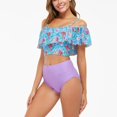 thumbnail image 4 of Women‘s Ruffled Two Piece Swimsuit Floral Printing High Waisted Bathing Suit Tummy Control Swimwear Bikini, 4 of 7