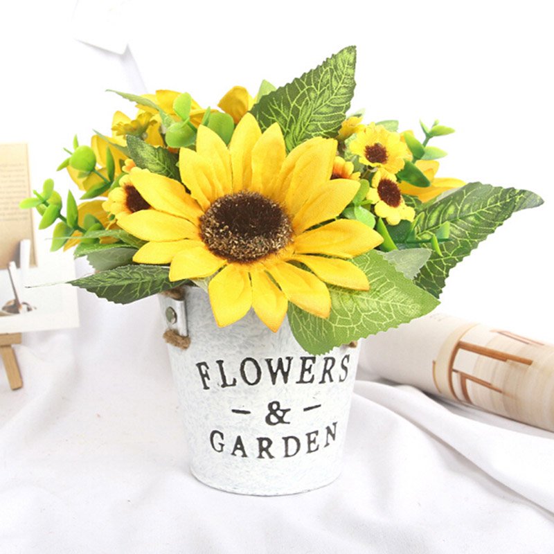 Artificial Sunflowers Pot Mini Potted Plant Garden Party Home Decor;Artificial Sunflowers Pot