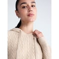thumbnail image 4 of Free Assembly Women's and Women's Plus Cozy Yarn Cable Knit Hoodie Sweater, Midweight, Sizes XS-4X, 4 of 5