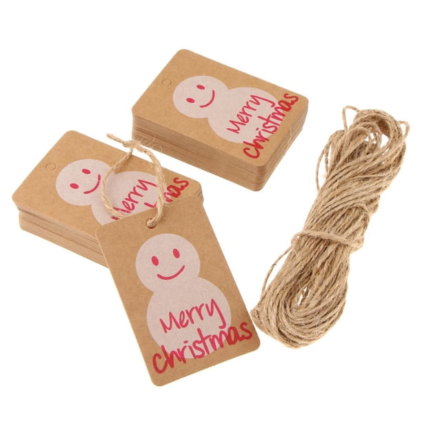 100pcs Etiquetas De De Navidad Etiquetas De Papel Etiquetas Colgantes De árbol Artesanal Con Monigote de nieve