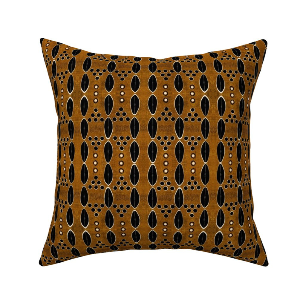 Mud Cloth African Brown Black Throw Pillow Cover w Optional Insert by Roostery