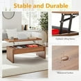 thumbnail image 5 of Small Lift Top Coffee Table, Wood Rectangle Coffee Table with Lifting Top and Hidden Storage Compartment, Mid Century Modern Center Tables for Small Space, Living Room, Office (Walnut), 5 of 9