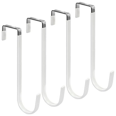 Over The Door Hooks, 4 Pack Upgraded Long Door Hangers Hooks with Rubber Prevent Scratches Heavy Duty Organizer Hooks for Hanging Clothes, Towels, Hats, Coats, Bags White