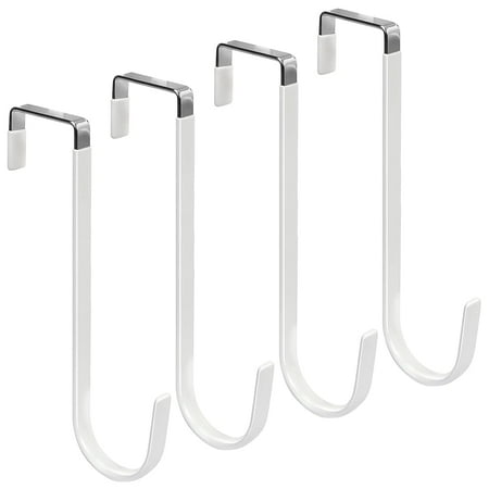 

Over The Door Hooks 4 Pack Upgraded Long Door Hangers Hooks with Rubber Prevent Scratches Heavy Duty Organizer Hooks for Hanging Clothes Towels Hats Coats Bags White