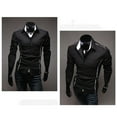 thumbnail image 3 of LIIPEE Men Shirts Fashion Casual Solid Color Lapel Long Sleeve Slim Fit Shirt Male Buttons Comfortable Breathable Soft Daily Shirts,Black,L, 3 of 4