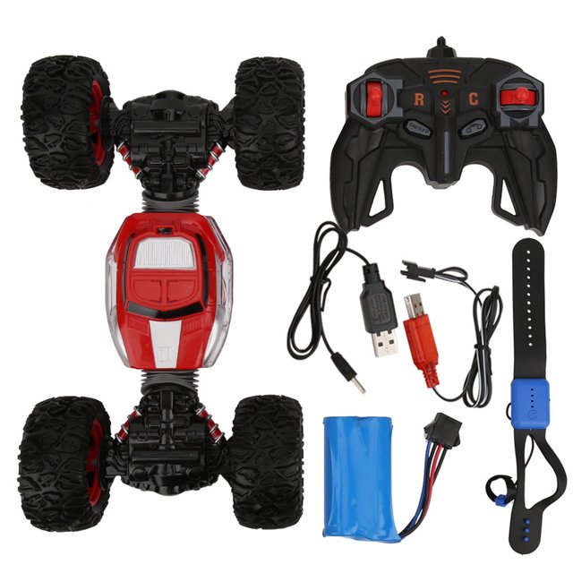 1:16 2.4G Tracción en las cuatro ruedas Control remoto giratorio Vehículo todoterreno Vehículo para niños Juguete rojo Control remoto doble