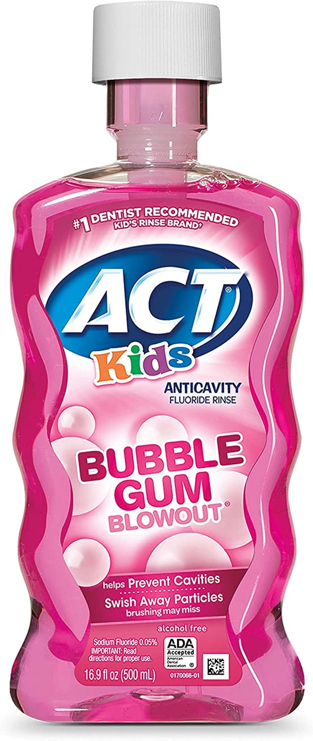 ACT Kids Anticavity Fluoride Rinse, Bubble Gum Blow Out 16.9 oz (Pack of 2)