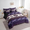 thumbnail image 3 of jejeloiu Retro Boho Aztec 7-Piece Twin Bedding Sets,Rustic Farmhouse Tribal Bedding Comforter Set,Purple Horse Silhouette Sheet Sets For Teens,Microfiber Bedroom Decor Reversible, 3 of 8