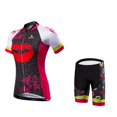 thumbnail image 1 of Maillot de Cyclisme Imprimé pour Femmes avec Short à Bavette, Motif Lèvres Rouges Ensemble de Vêtements de Vélo Respirant Séchage Rapide Tenues Ultraviolettes, 1 of 4
