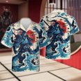 thumbnail image 3 of Camisas de guerrero japonés con estampado 3D para hombre, camisas playeras con gráficos de samurái, blusas de manga corta abotonadas a la moda para hombre, 3 of 5