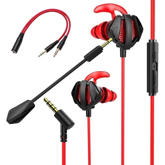 ZLCGaming Headset with Microphone Wired Gaming Earbuds PC for PS4 PS5 One PlayStation 5 Games Mobile Phone,Detachable Stereo Bass Earphones Noise Cancelling Gaming Headphones with Mic Black