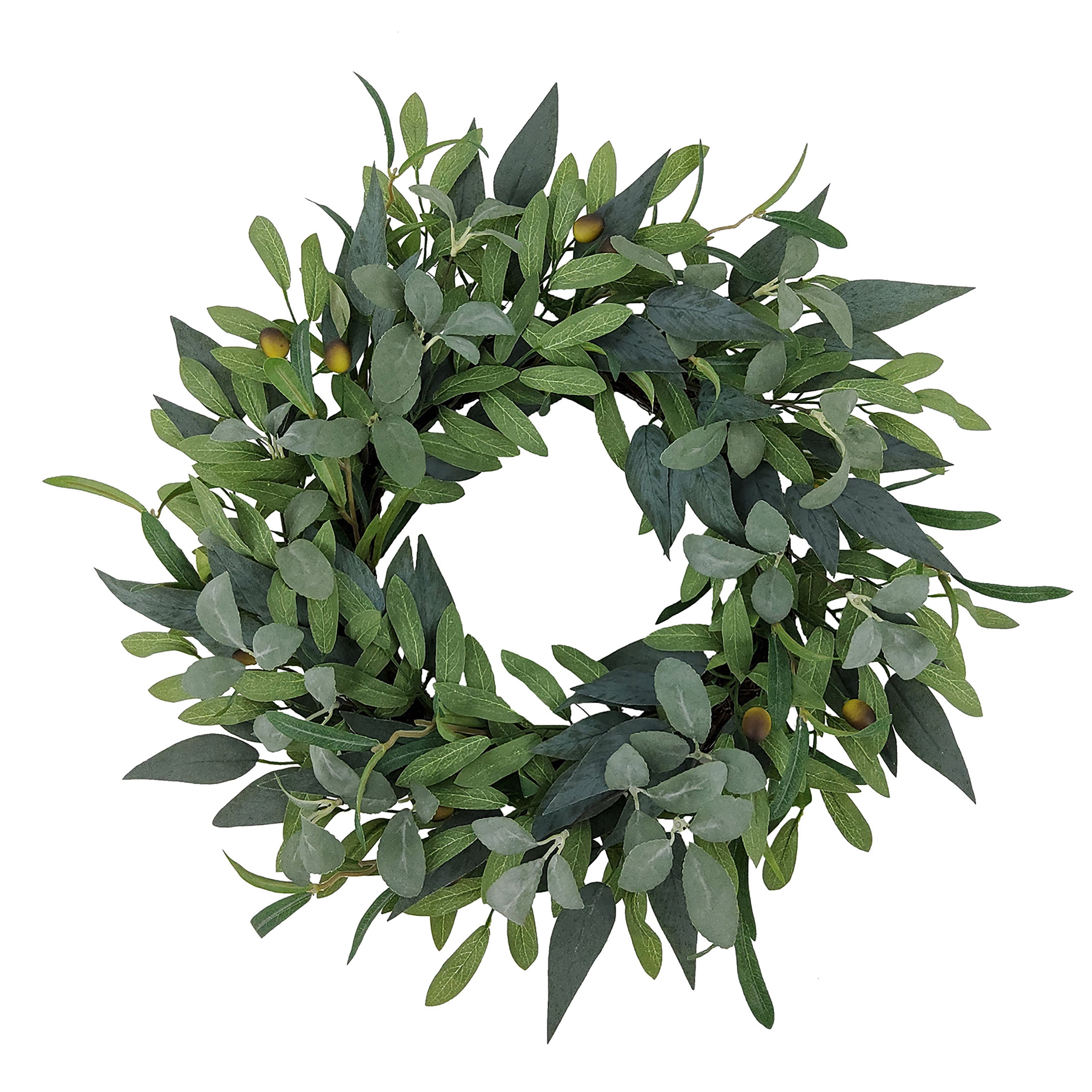 (2 pack) Better Homes & Gardens 18" Artificial Olive Stems Wreath, Polyester.