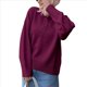 thumbnail image 3 of Suéter Informal Holgado de Larga con Solapa para Mujer, Color Liso, Estilo Holgado, de Punto. Rojo Vino S, 3 of 8