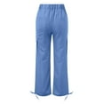 thumbnail image 3 of VNKIDY Women's Casual Pants Soft Solid Color Wide Leg Cargo Pants Button Waisted Loose Fit Trousers With Pockets For Streetwear Casual Style Versatile Pants, 3 of 4