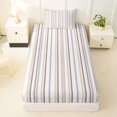thumbnail image 4 of Castle Fairy Minimalist Vertical Stripe Twin Sheets 3pcs,Geometric Thin Line Bedding,Beige Brown Gray,1 Flat Sheet, 1 Fitted Sheet and 1 Pillowcase, 4 of 7