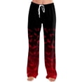 thumbnail image 2 of Garbnen Halloween Pants Pajamas Ghost Print Women’s Lounge Pants Comfy Cute Elastic Waist Fall Winter Wide Leg Women Sleep Pants Red XXL, 2 of 7