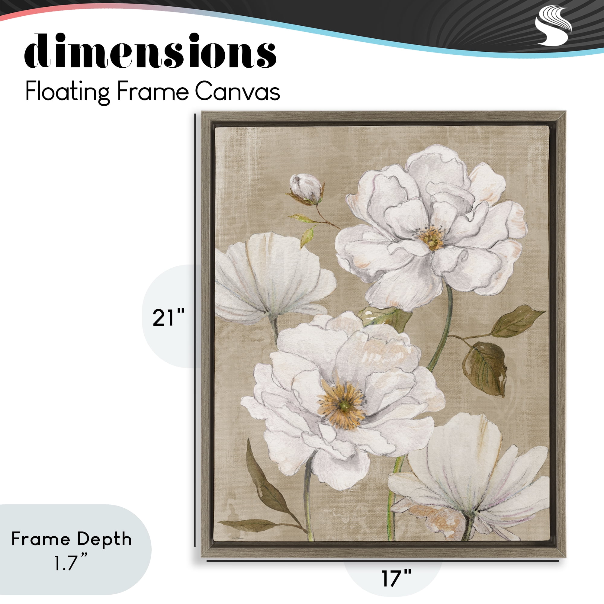 Stupell Industries Rustic Magnolia Blooms Brown Framed Floater Canvas Wall Art, design by Carol Robinson