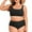 Black, variant on Zando PLus Size Bikini Sets for Women Tummy Control High Waisted Women's Bankini Swimsuits 2 Pieces Swimsuits for Big Busted Women with Ruched Black White Stripe 3XL