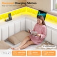 thumbnail image 3 of Full Corner Bed Frame with 6 Storage Drawers and Upholstered Storage Headboard, Daybeds with LED Light & Charging Station for Teens/Adult, Full Size Bed Frame, White, 3 of 8