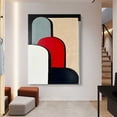 thumbnail image 4 of Canvas Painting Art Deco Abstract Painting on Wooden Frame - Red Geometric Shapes with Neutral Tones, Indoor/Outdoor Wall Art for Living Room, Bedroom, Office, Bathroom Decor, Unique Wall Art,, 4 of 10