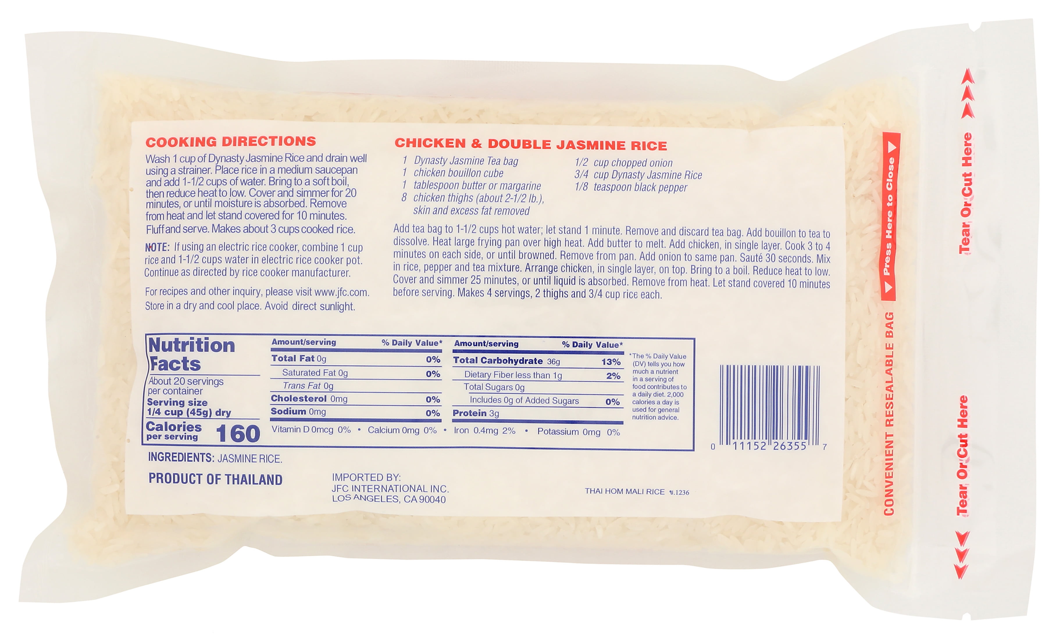 Dynasty Non-GMO Top Quality Jasmine Rice, 32 oz