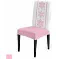 thumbnail image 6 of Chair Covers for Dining Room Set of 8,Christmas Pink Watercolor Snowflake Stretch Seat Protector Removable Washable Chairs Slipcovers for Kitchen Banquet Wedding Hotel,Snow Texture on White, 6 of 6