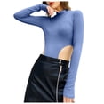 thumbnail image 1 of FAIWAD Long Sleeve Bodysuit for Womens Turtleneck Slim Stretch Ribbed Basic Solid Color Bodysuits, 1 of 5