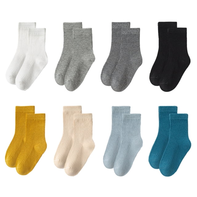 Calcetines Tobilleros para Niños 8 Pares, Calcetines para Niños Pequeños de Algodón, Calcetines para Niños y Niñas, Medias para Niñas, Multicolor, para 3-5 años, 6-8 años