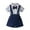 Navy, variant on Otqutp Cute Outfits Set for Toddler Boys Short Sleeve Striped Prints T Shirt Tops Suspenders Shorts Kids Gentleman Outfits