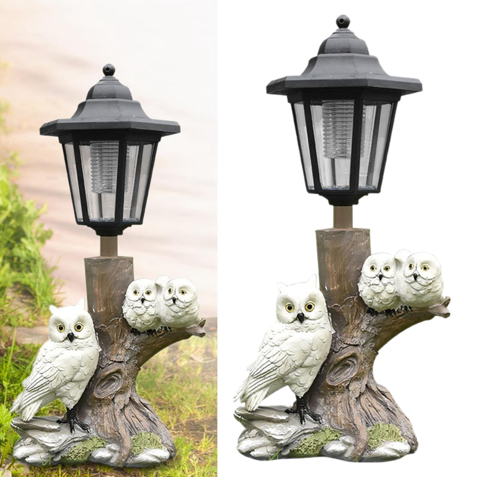 Fzaqwen Owl Figurine Collectible Gift Outdoor Yard Art Solar Lantern Solar Garden Statue