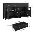 thumbnail image 5 of Homfa Farmhouse 55.1"W Kitchen Buffet Cabinet with Storage Drawer & Adjustable Shelf, Glass Door Wood Sideboard Credenza Coffee Bar with for Dining Room Living Room, Black, 5 of 8