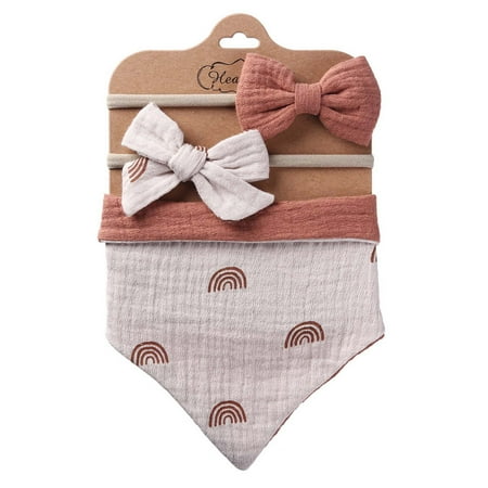 

QISIWOLE Toddler Baby Plaid Print Linen Cotton Double Sided Saliva Headband Set Sales