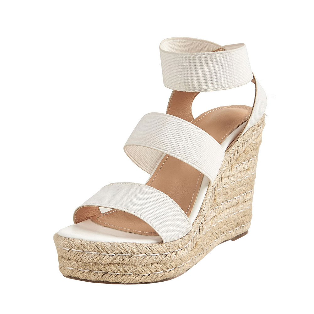 Glamorous mid espadrille wedge sandals in white pu | ASOS