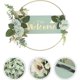 thumbnail image 2 of KAIYANG Letrero de bienvenida con guirnalda, anillo de metal artificial con flores, decoración de letrero de bienvenida (verde), 2 of 5