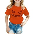 thumbnail image 2 of Weebloom Kids Halloween T Shirts Printed T Shirt Short Sleeved Tops For 1-13 Years Old Funny Shirt,Orange, 2 of 3