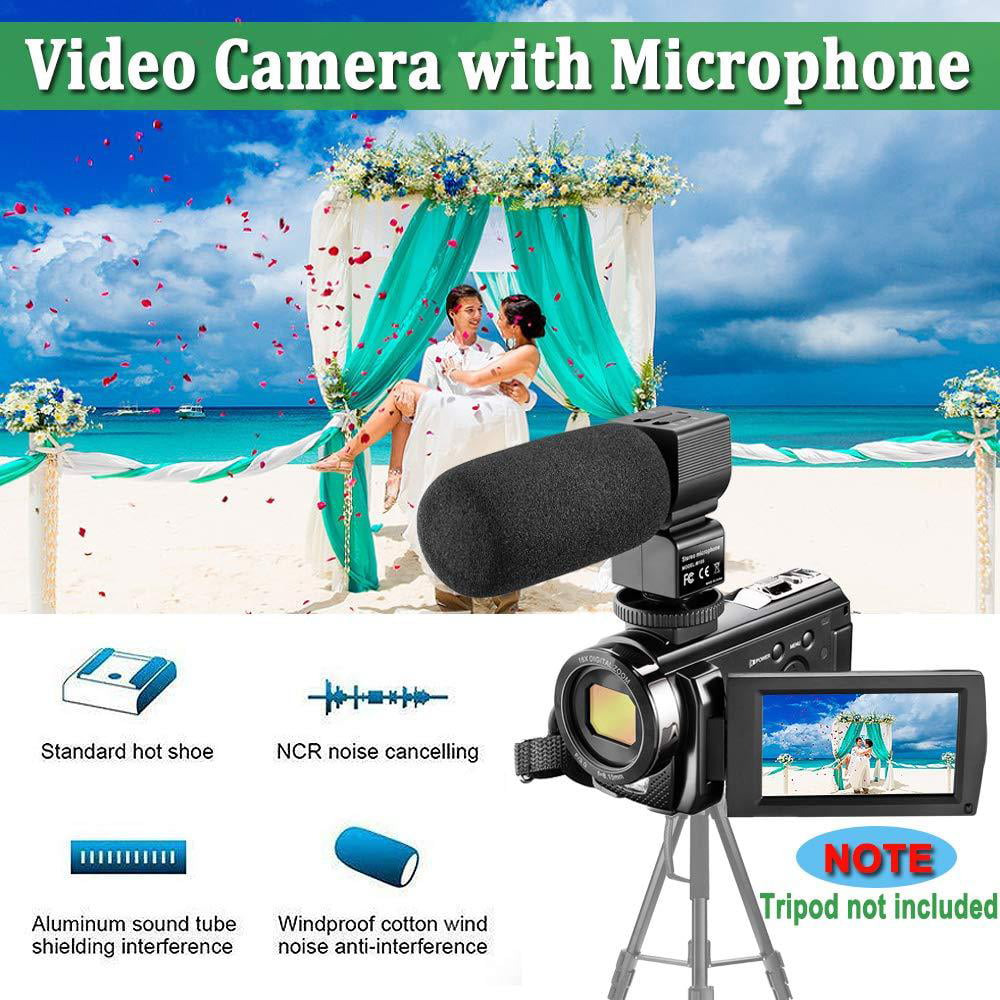 Video Camera Camcorder with Microphone KENUO FHD 1080P 30FPS 24.0 MP Vlogging Camera Recorder 3.0 Inch 270° IPS Screen 16X Zoom Camcorder Webcam Recorder with Remote Control and 2 Batteries 