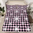thumbnail image 2 of Homewish Winter Snowflake Twin Sheet Sets 3pcs for Teens,Merry Christmas Twin Fitted Sheet Microfiber,Geometric Plaid Grid Breathable Flat Sheet,Microfiber Bedroom Decor, 2 of 7