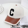 thumbnail image 1 of Autumn Winter Letter C Lambswool Baseball Cap Fashion Dad Hat Snapback Keep Warm Hats For Men Unisex, 1 of 5