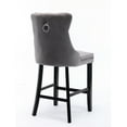 thumbnail image 5 of Contemporary Velvet Upholstered With Button Decoration, Wooden Legs, Nailhead Trim, High , Of 2, Gray Bar Chairs Handmade Details, Adjustable Leg Height, Elastic Foam,, 5 of 6