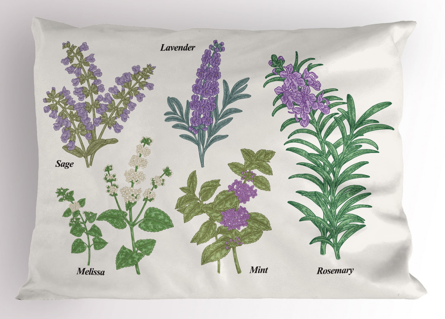 Travel Pillow Case  Accent Pillow Case of HERBS  FLOWERS  GARDEN  Lavendar  Thyme
