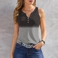 thumbnail image 2 of Olyvenn Summer Womens Tunic Tight Tank Tops Buttons Slit V-Neck Bodysuit Flowy Skinny Tight Slim Fit Casual Camis Stretch Workout Trendy Fitness Sleeveless Shirts Gradient Color Tees Gray 12, 2 of 5