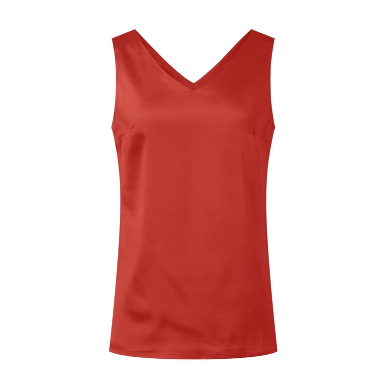 Gvdentm Women's Tank Tops Womens Silk Satin Tank Tops V Neck