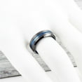 thumbnail image 7 of Tungsten Carbide Rings for Men Wedding Bands for Him 8mm Gunmetal Deep Grey Blue Line, 7 of 7