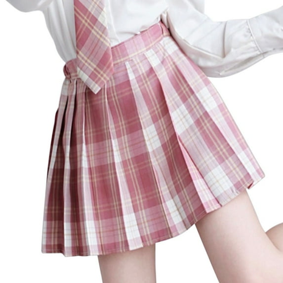 2-12 Years Girls Pleated Plaid Skorts A Line High Waist Skirt Mini Uniform Skirt Tennis Skirt Shorts